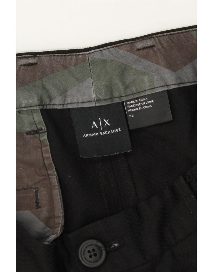 Armani Exchange Mens Pegged Suit Trousers W32 L28 Black Polyester