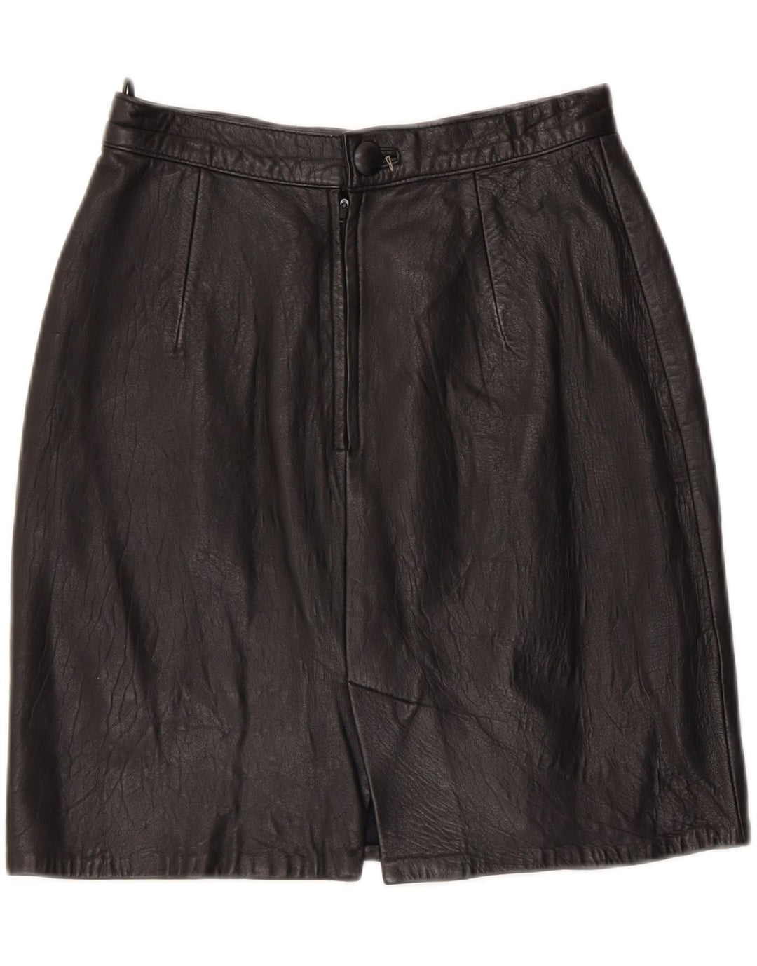 VINTAGE Womens Leather Skirt W26 Small Black