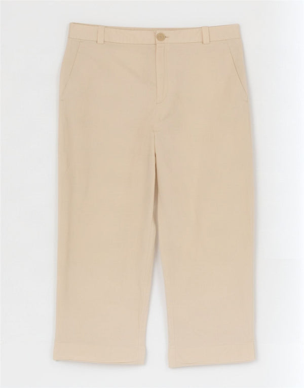 Zara Womens Cropped Trousers XL W32 L24 Off White Lyocell