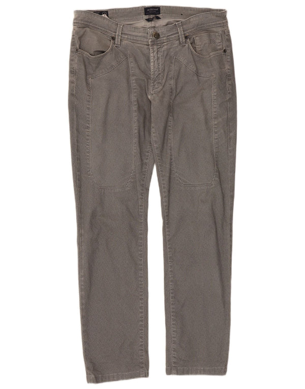 Jeckerson Mens Slim Casual Trousers W34 L29 Grey Cotton