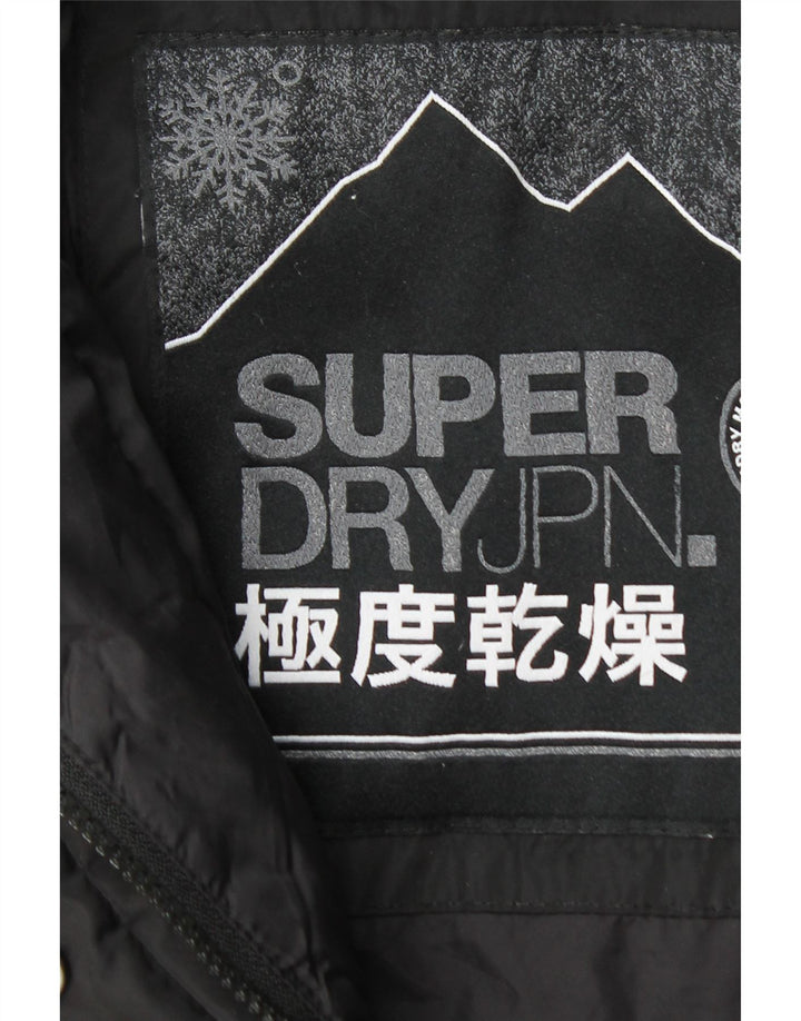 Superdry Womens Hooded Padded Jacket UK 14 Medium Black Polyester