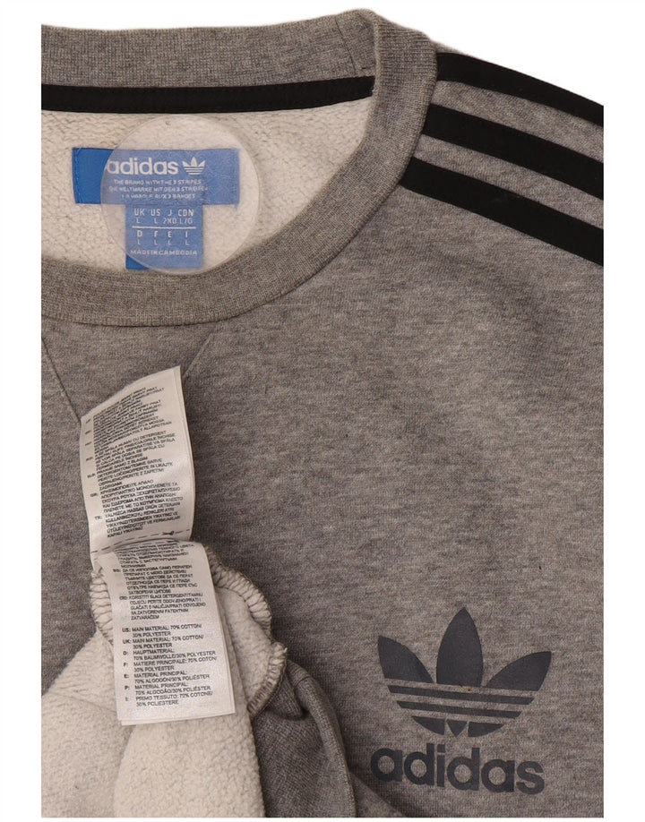 Felpa Adidas da uomo maglione grande in cotone chiazzato grigio