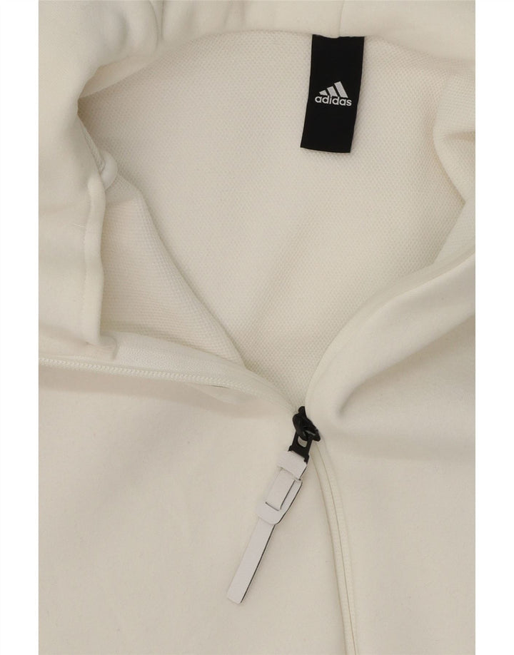 ADIDAS Mens Graphic Zip Hoodie Sweater Small White