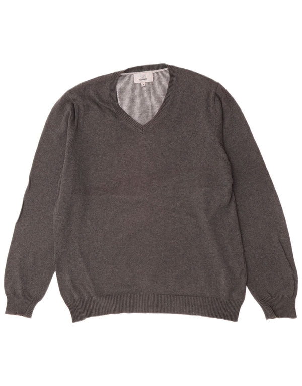 Marks & Spencer Mens Regular Fit V-Neck Jumper Sweater Medium Grey Flecked