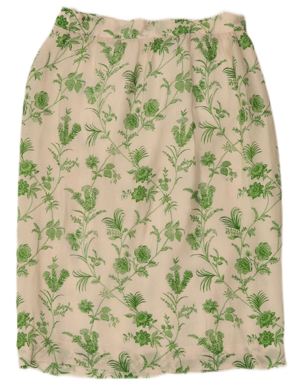 Vintage Womens Straight Skirt W28 Medium White Floral