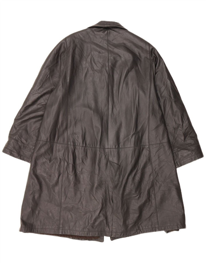 Vintage Damen Ledermantel UK 16 Large Schwarz