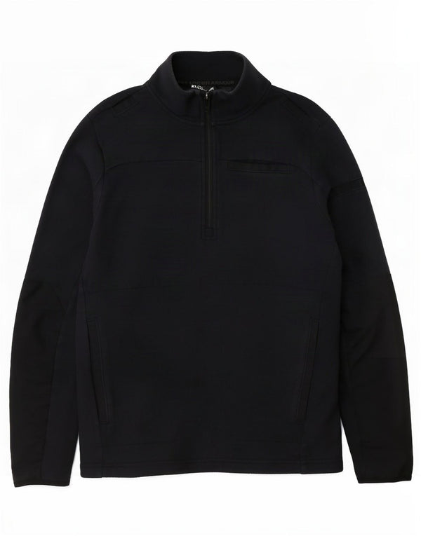 Under Armour Mens Zip Neck Sweatshirt Jumper XS Navy Blue Cotton