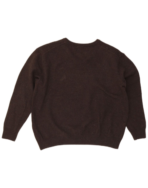 Lacoste Herre V-hals sweater Str. 7 2XL Brun Uld