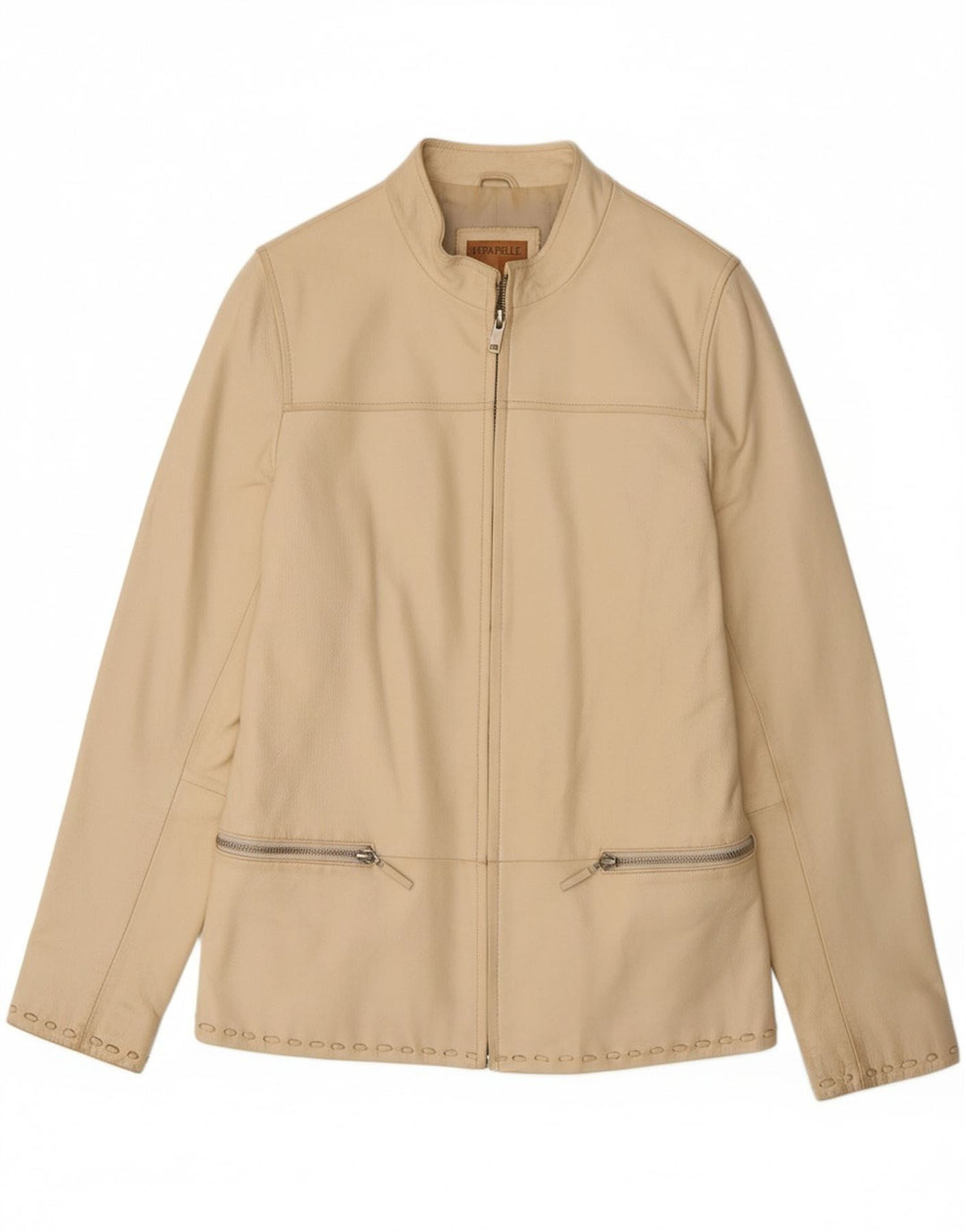 CONBIPEL Womens Leather Jacket IT 42 Medium Beige Leather Vintage Conbipel and Second-Hand Conbipel from Messina Hembry 