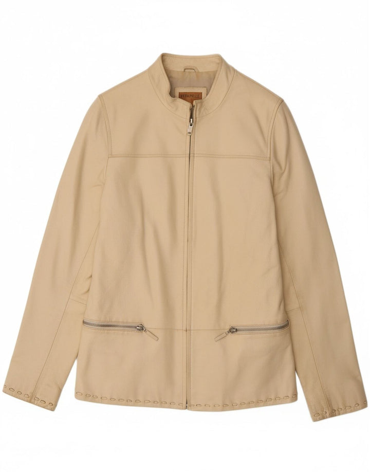 CONBIPEL Womens Leather Jacket IT 42 Medium Beige Leather Vintage Conbipel and Second-Hand Conbipel from Messina Hembry 
