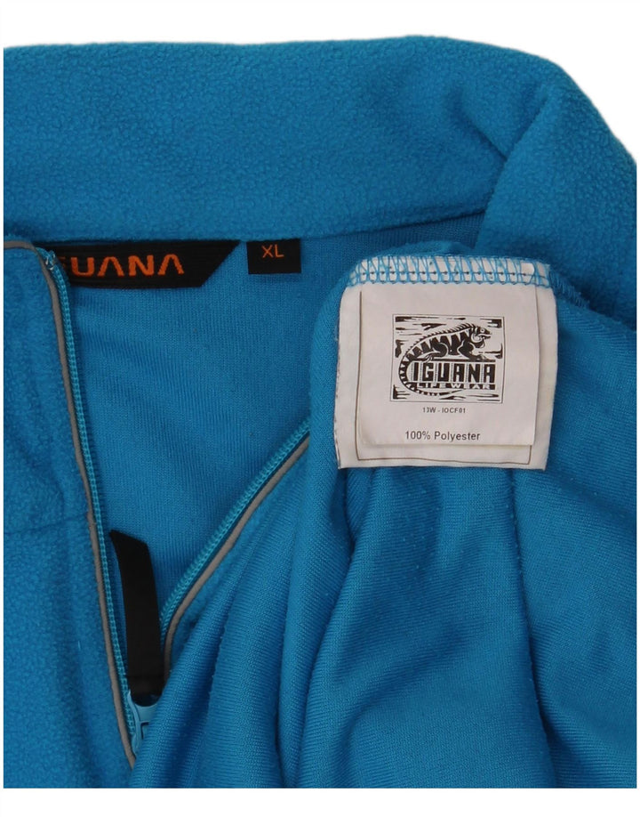 IGUANA Mens Graphic Zip Neck Fleece Jumper XL Blue Polyester