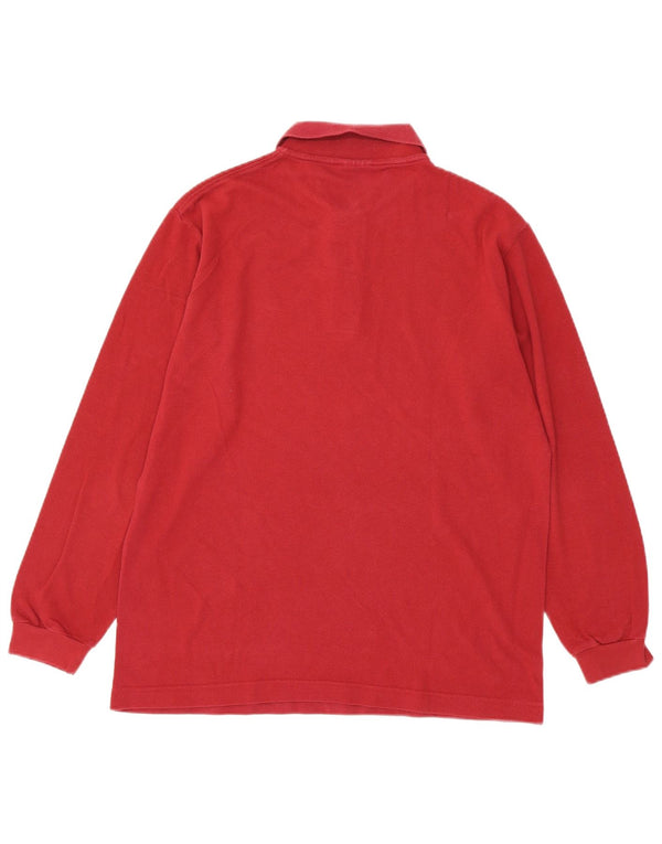 Kappa Mens Long Sleeve Polo Shirt Medium Red Cotton