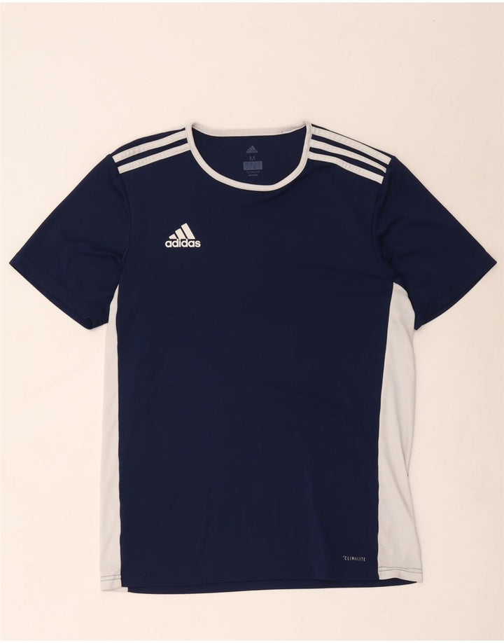 Adidas Mens Climalite T-Shirt Top Medium Navy Blue Colourblock Polyester