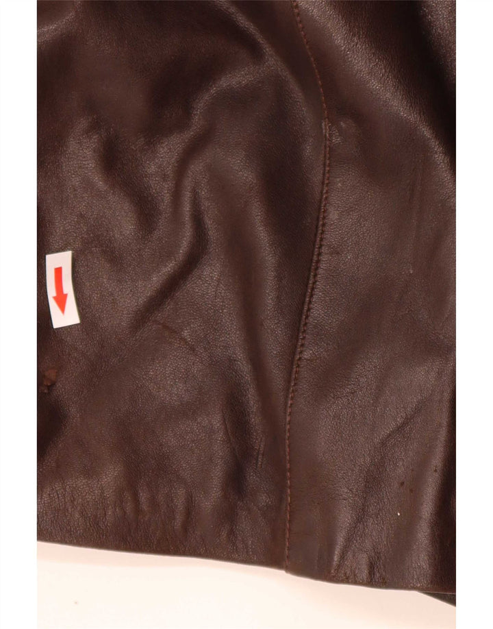 Vintage Womens Leather Coat UK 14 Large Brown