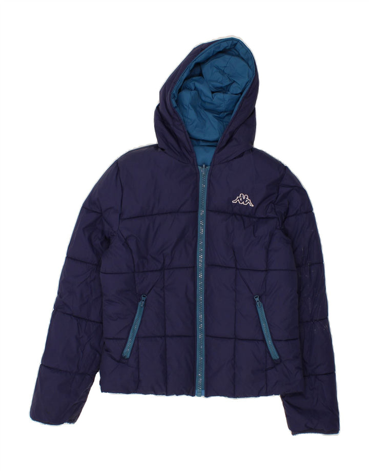 KAPPA Womens Hooded Reversible Padded Jacket UK 10 Small Blue Nylon Vintage Kappa and Second-Hand Kappa from Messina Hembry 