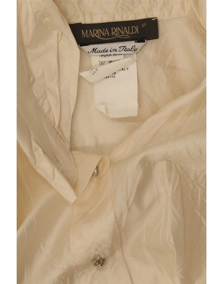 Marina Rinaldi Womens Oversized Shirt Blouse Size 27 Large Beige Silk