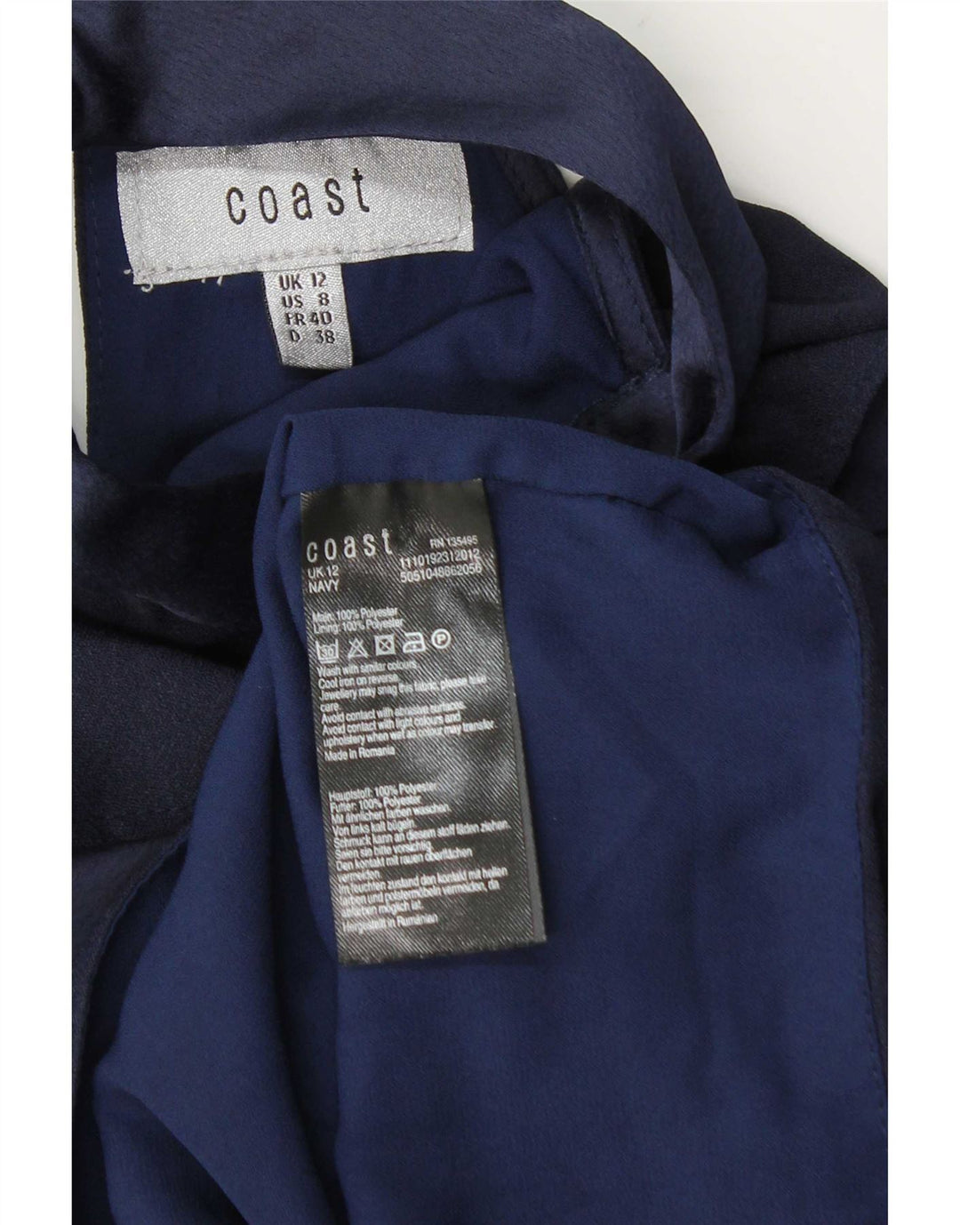 Coast Womens Crop Off Shoulder Halter Top UK 12 Medium Navy Blue Polyester