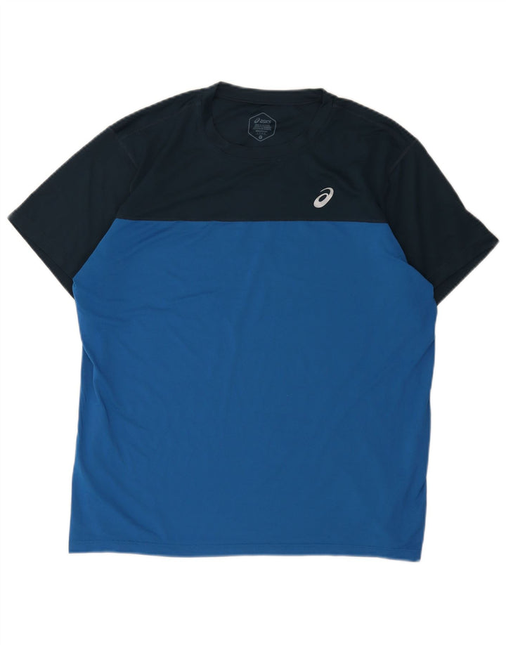Asics Herre T-Shirt Top Stor Blå Colourblock Polyester