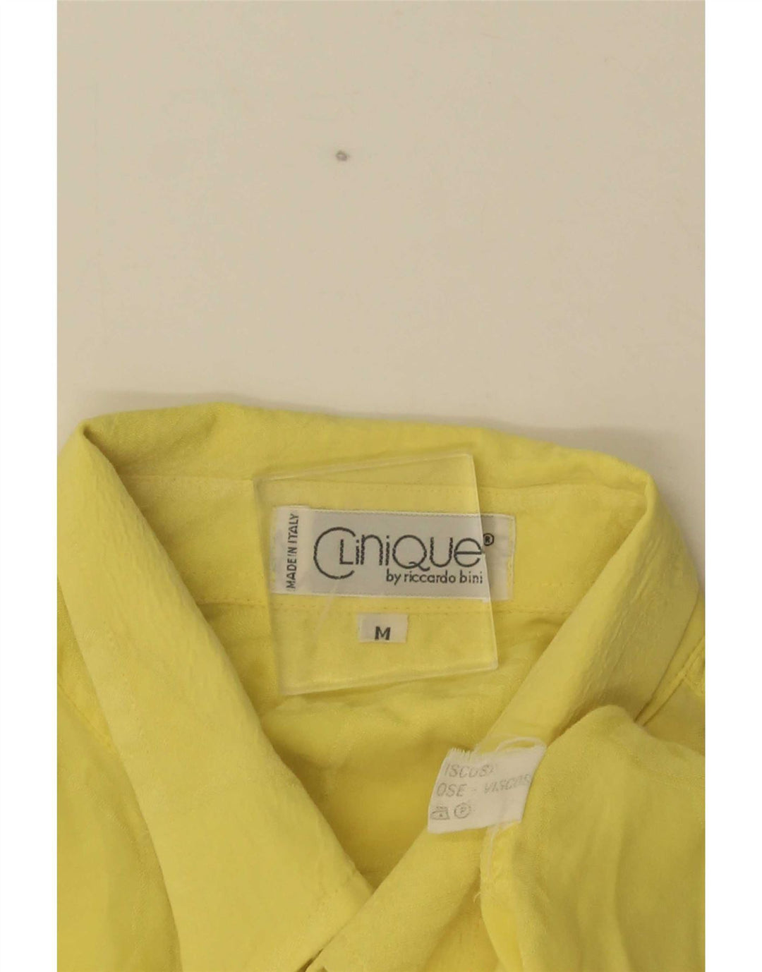 Clinique Mens Short Sleeve Shirt Medium Yellow Viscose