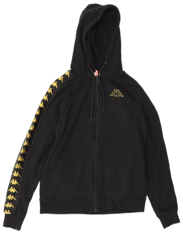 Kappa Dame Grafisk Oversized Hættetrøje Sweater UK 6 XS Sort Bomuld
