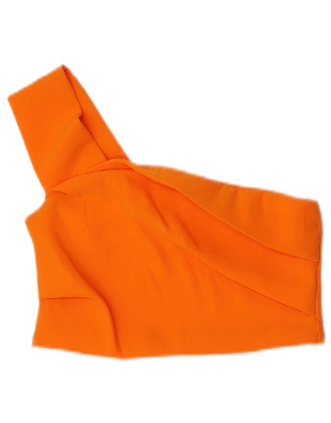 Zara Womens Crop One Shoulder Top UK 12 Medium Orange Polyester