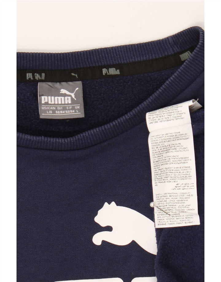 Puma Mens Graphic Sweatshirt Jumper Large Navy Blue Cotton