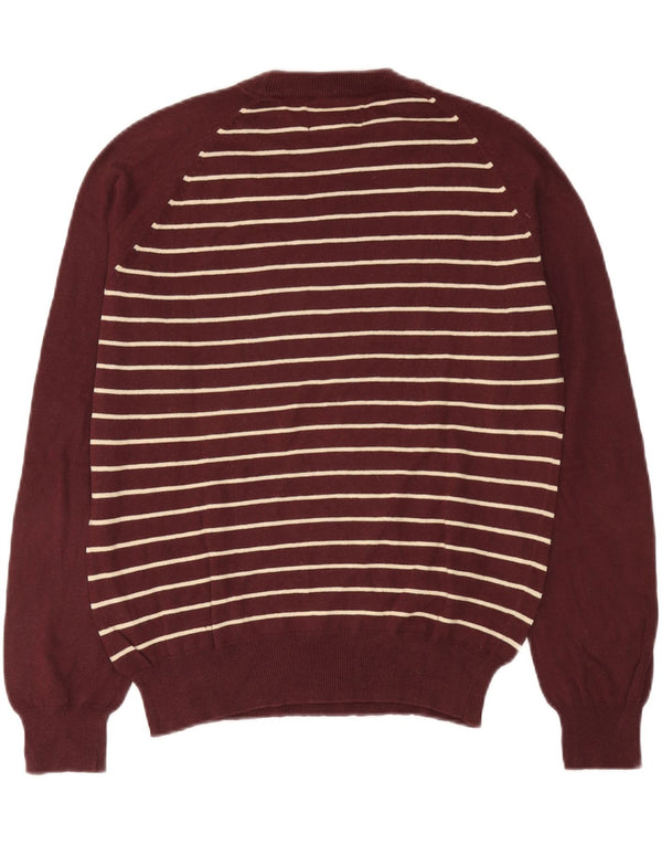 Foot Locker Mens Crew Neck Jumper Sweater Medium Burgundy Striped