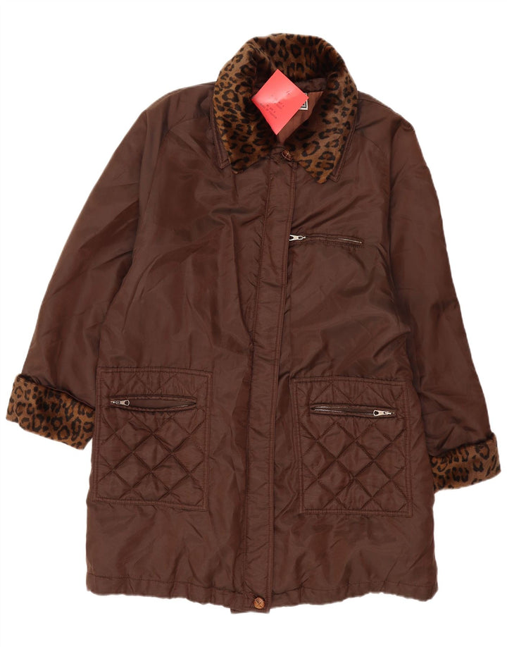 Luisa Spagnoli Dame Oversized Overfrakke UK 14 Medium Brown Animal Print