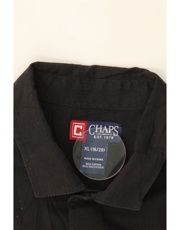 CHAPS Boys Shirt 15-16 Years XL Black Cotton Vintage Chaps and Second-Hand Chaps from Messina Hembry 