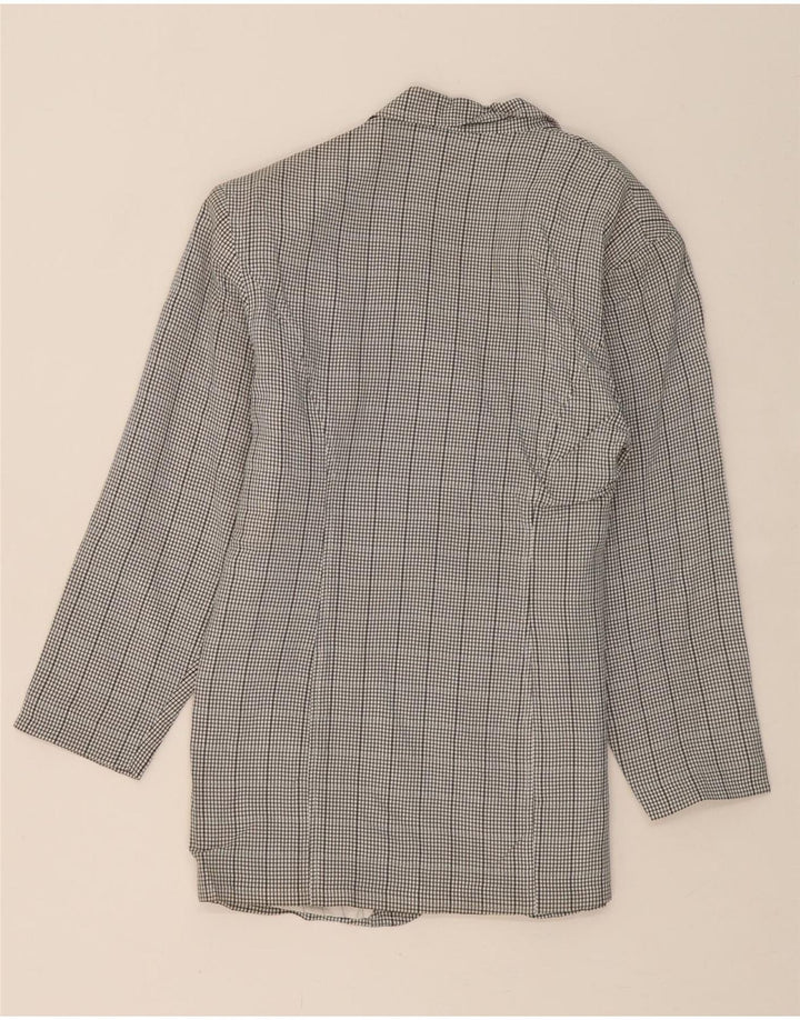 VINTAGE Womens 3 Button Blazer Jacket IT 42 Medium Grey Check Viscose Vintage Vintage and Second-Hand Vintage from Messina Hembry 