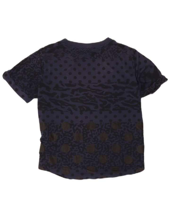 Nike Womens Abstract Pattern T-Shirt Top UK 14 Medium Navy Blue