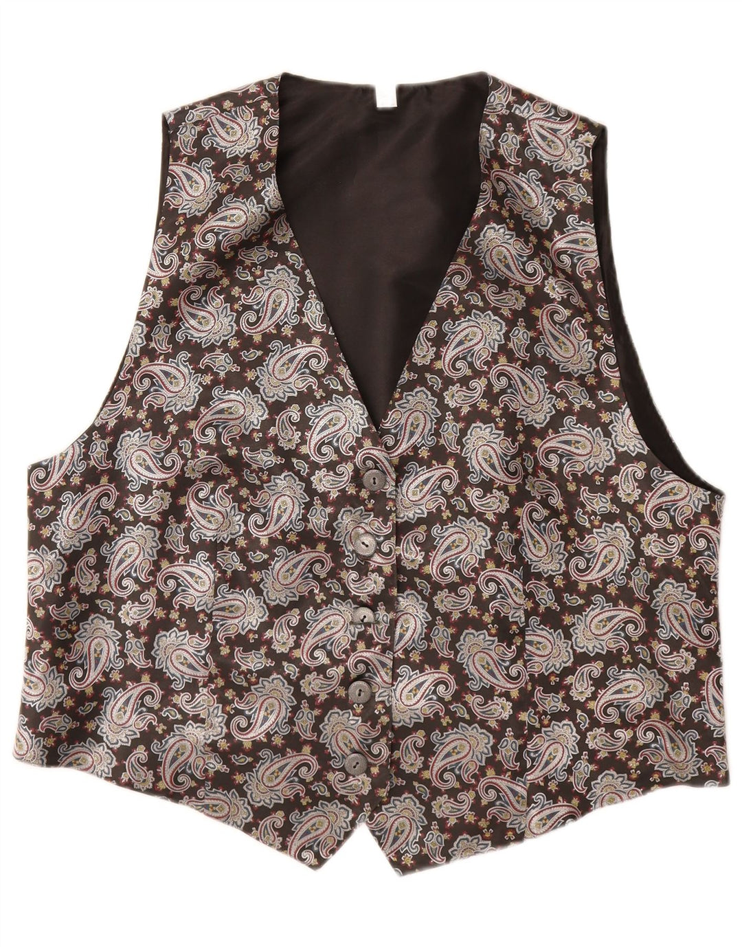 Vintage Womens Waistcoat IT 50 XL Grey Paisley Viscose