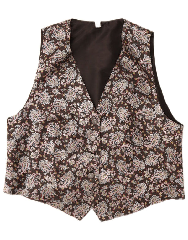 Vintage Womens Waistcoat IT 50 XL Grey Paisley Viscose