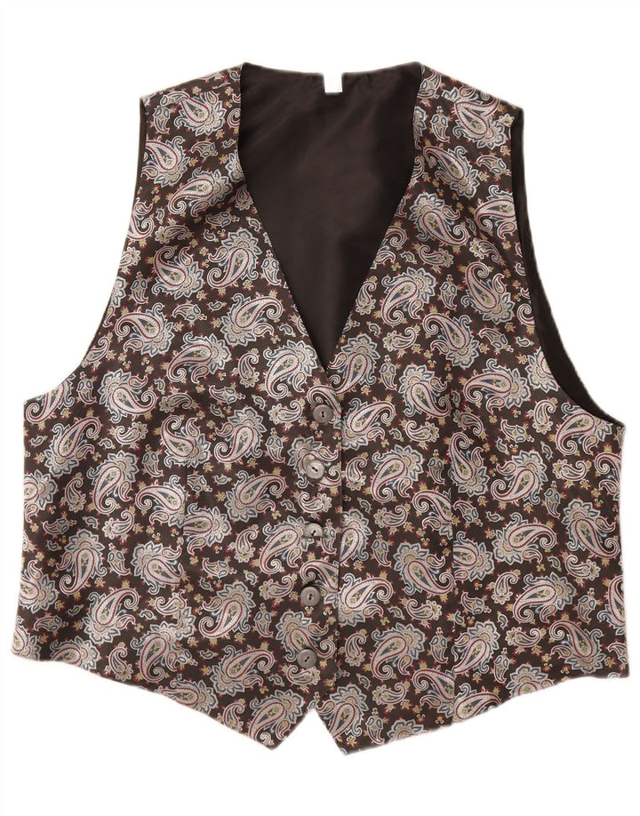 Vintage Womens Waistcoat IT 50 XL Grey Paisley Viscose