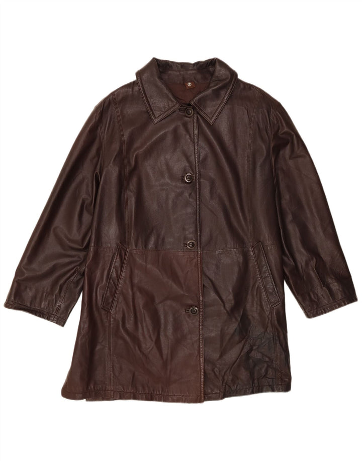 Mabrun Womens Leather Coat UK 16 Large Brown Leather