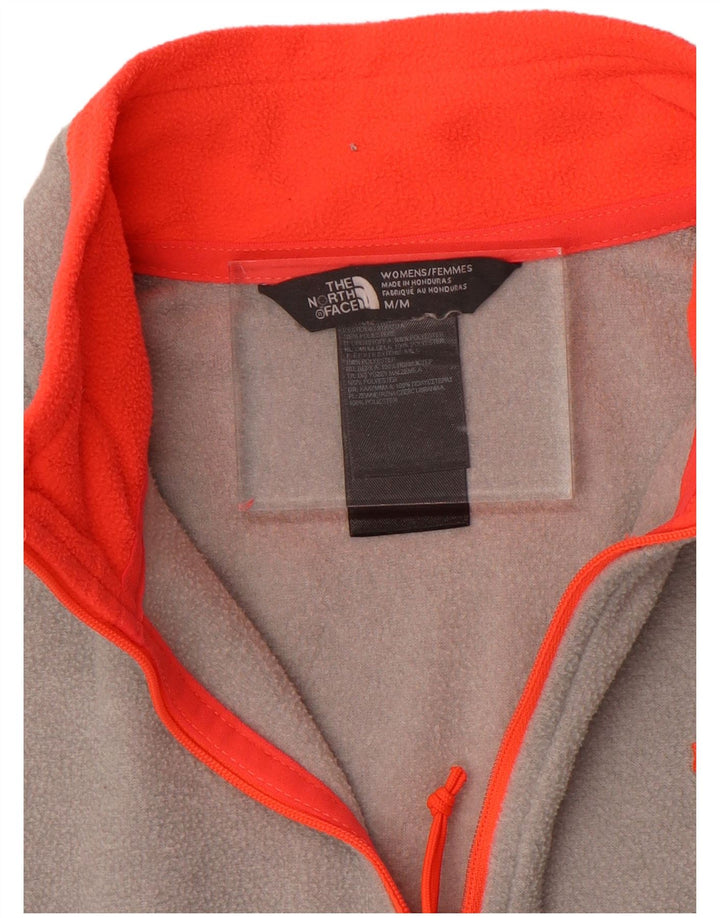 THE NORTH FACE Womens Zip Neck Fleece Jumper UK 14 Medium Grey Polyester
