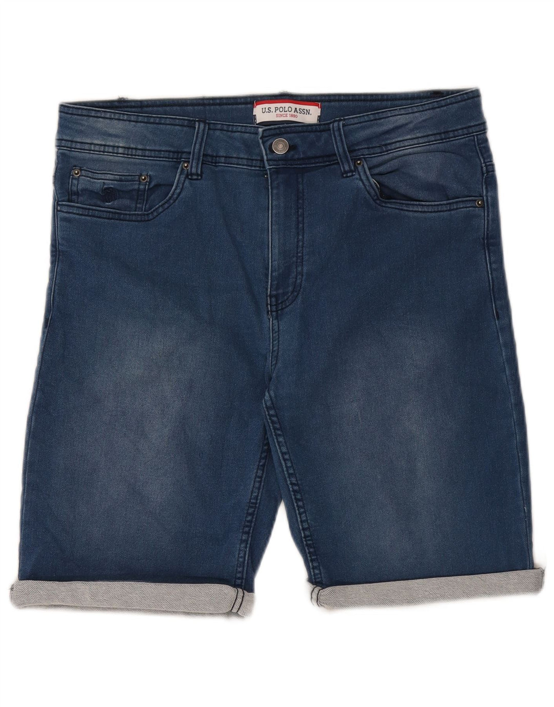 U.S. Polo Assn. Mens Regular Fit Denim Shorts W32 Medium Blue Polyester