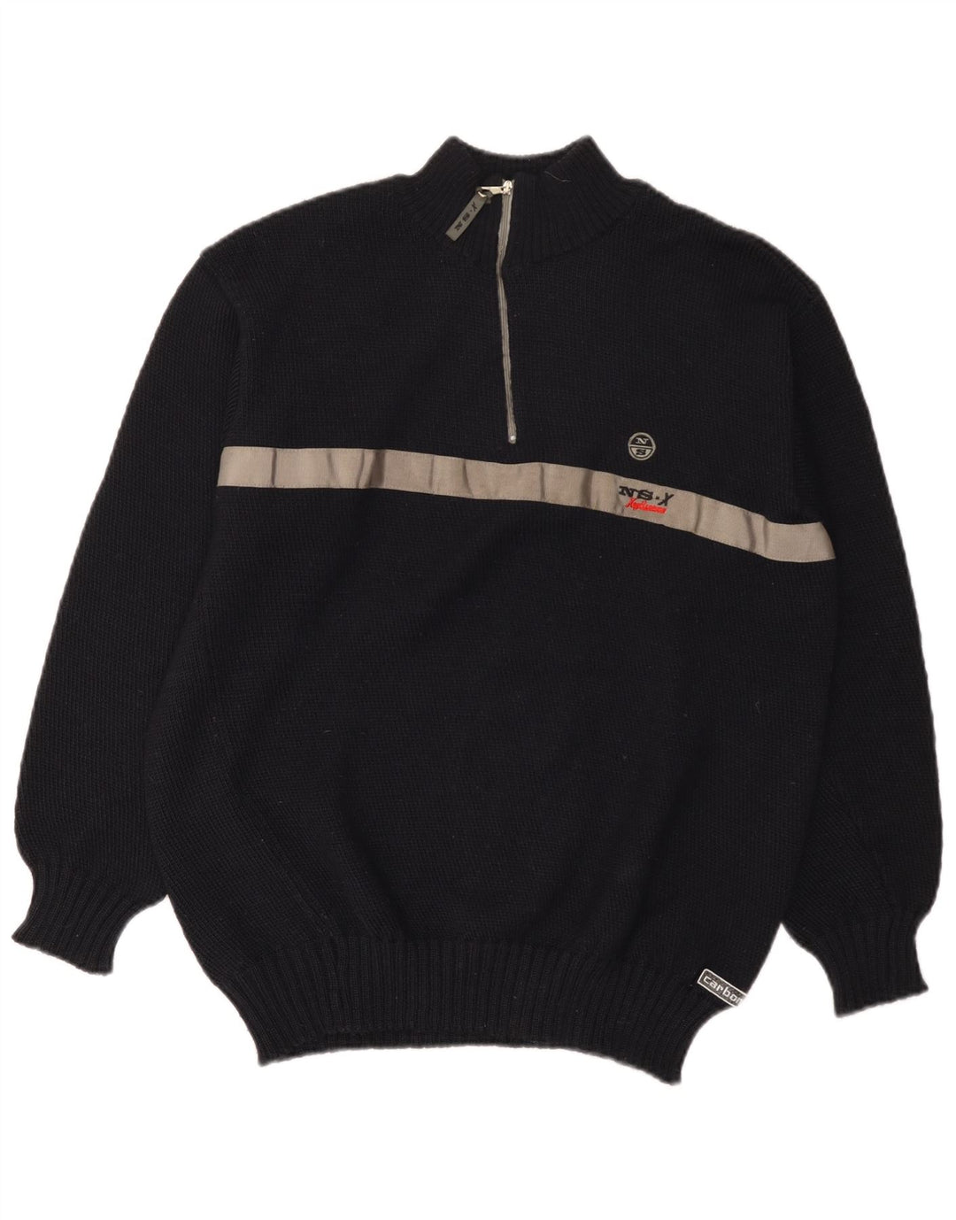 North Sails Herre Zip Neck Jumper Sweater Medium Navy Blue Colourblock Uld