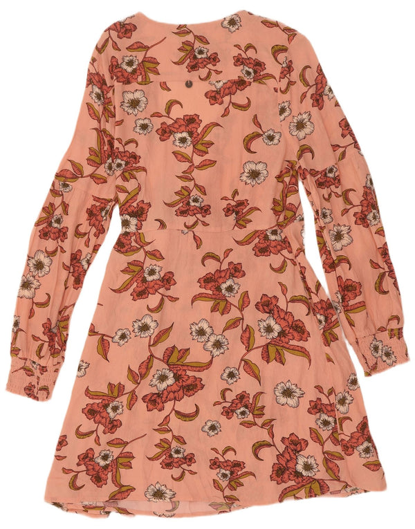 Abito a portafoglio da donna a maniche lunghe Superdry UK 14 Grande viscosa floreale rosa
