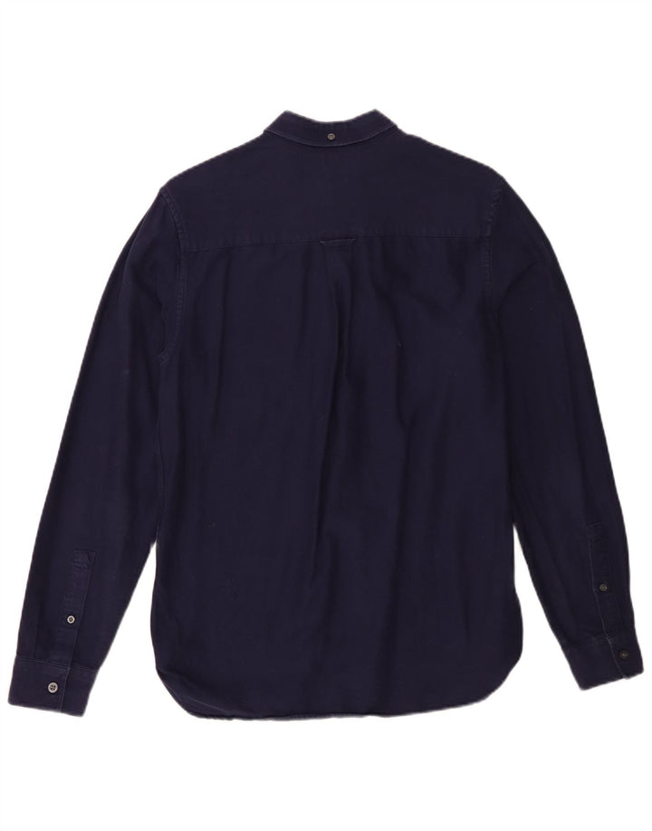 Lyle & Scott Mens Shirt Small Navy Blue Cotton