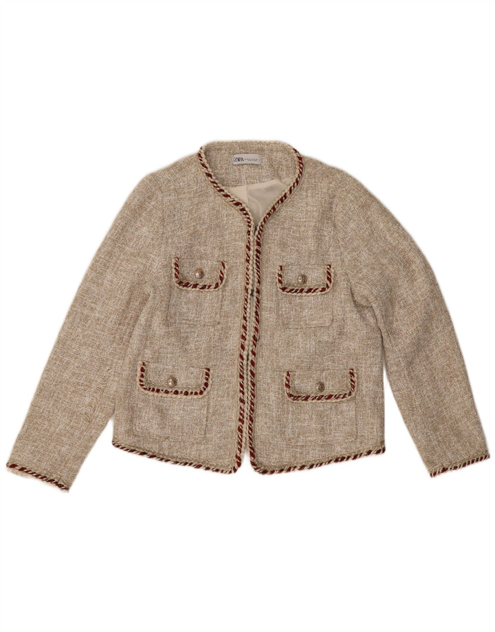 Jachetă Zara pentru femei Crop Blazer EU 44 XL Bej