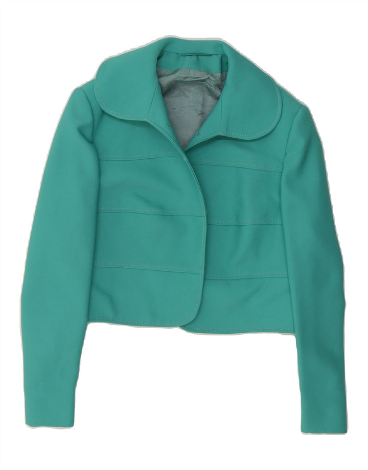DERETA Girls Blazer Jacket 11-12 Years Turquoise Polyester Vintage Dereta and Second-Hand Dereta from Messina Hembry 