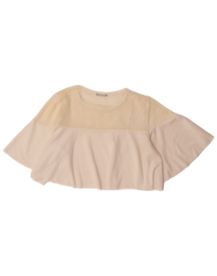 ZARA Womens Crop Crochet Blouse Top UK 14 Medium White Polyester