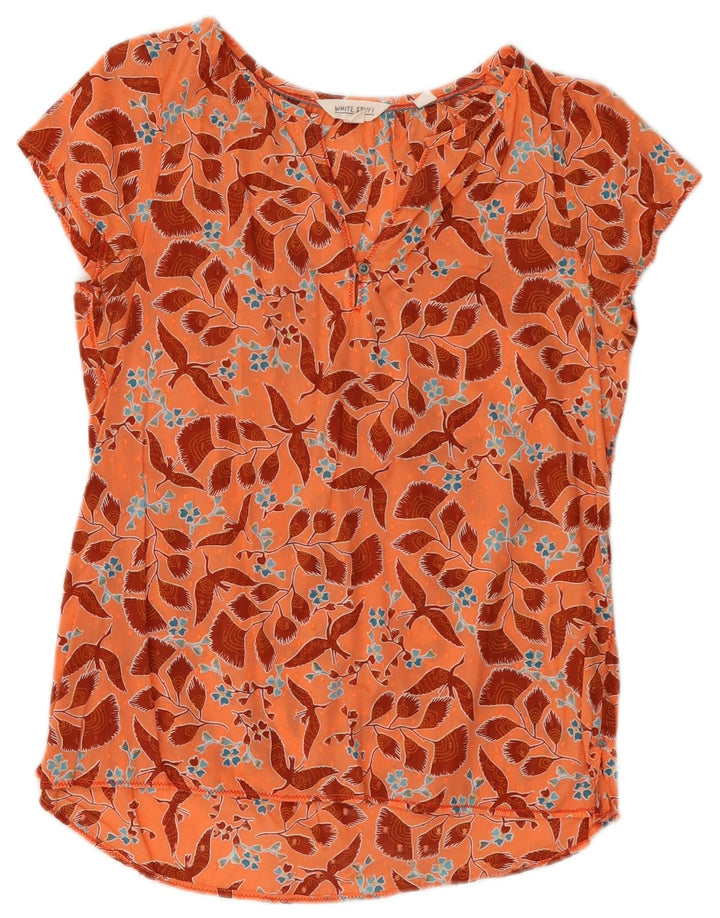 White Stuff Womens Blouse Top UK 8 Small Orange Floral Cotton