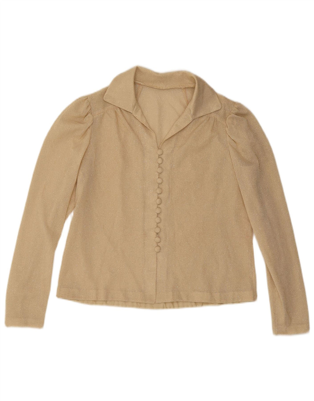 Camicetta camicia vintage da donna UK 14 beige medio