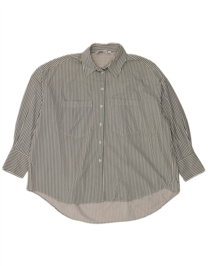 Zara Dame Oversized Skjorte UK 16 Stor hvid stribet
