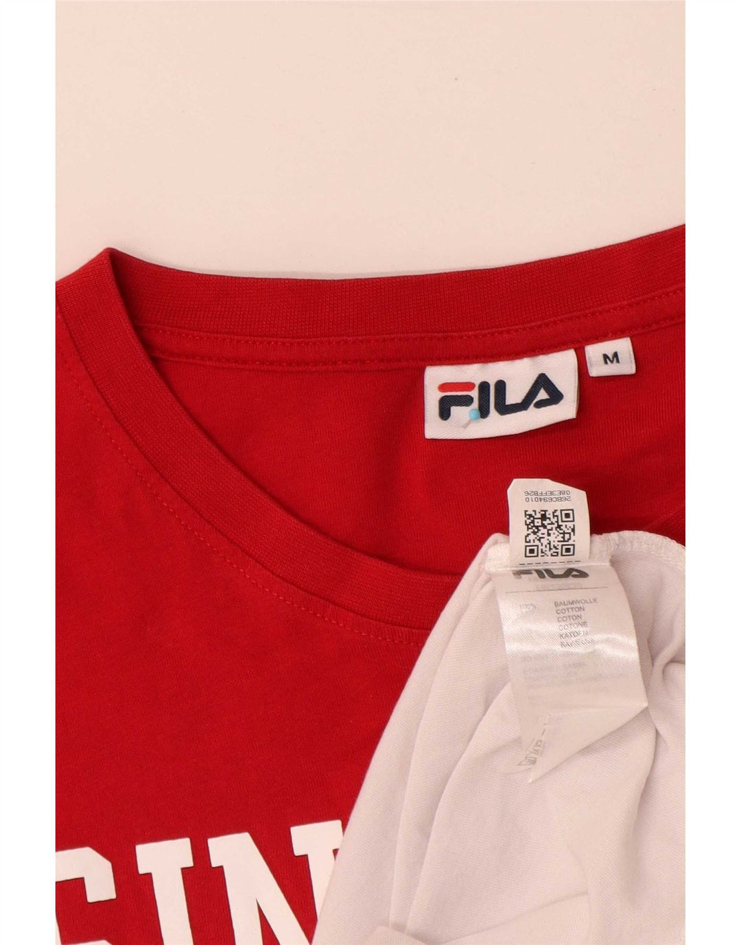 Fila Mens Graphic T-Shirt Top Medium White Colourblock Cotton