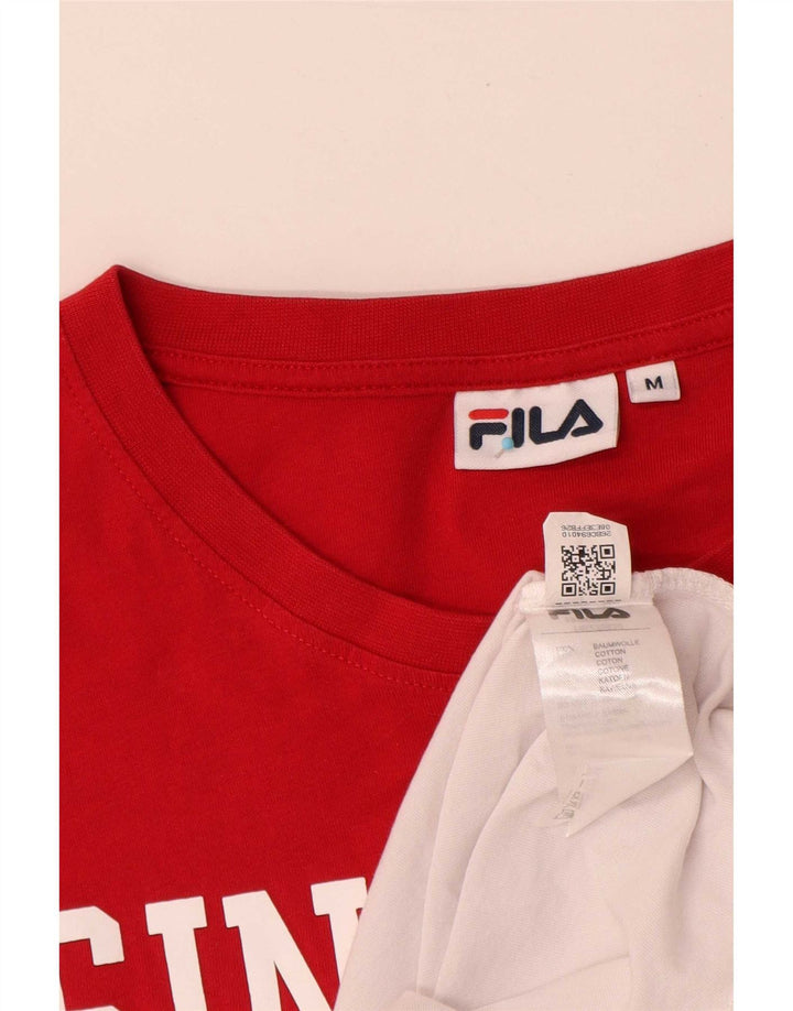 Fila Mens Graphic T-Shirt Top Medium White Colourblock Cotton
