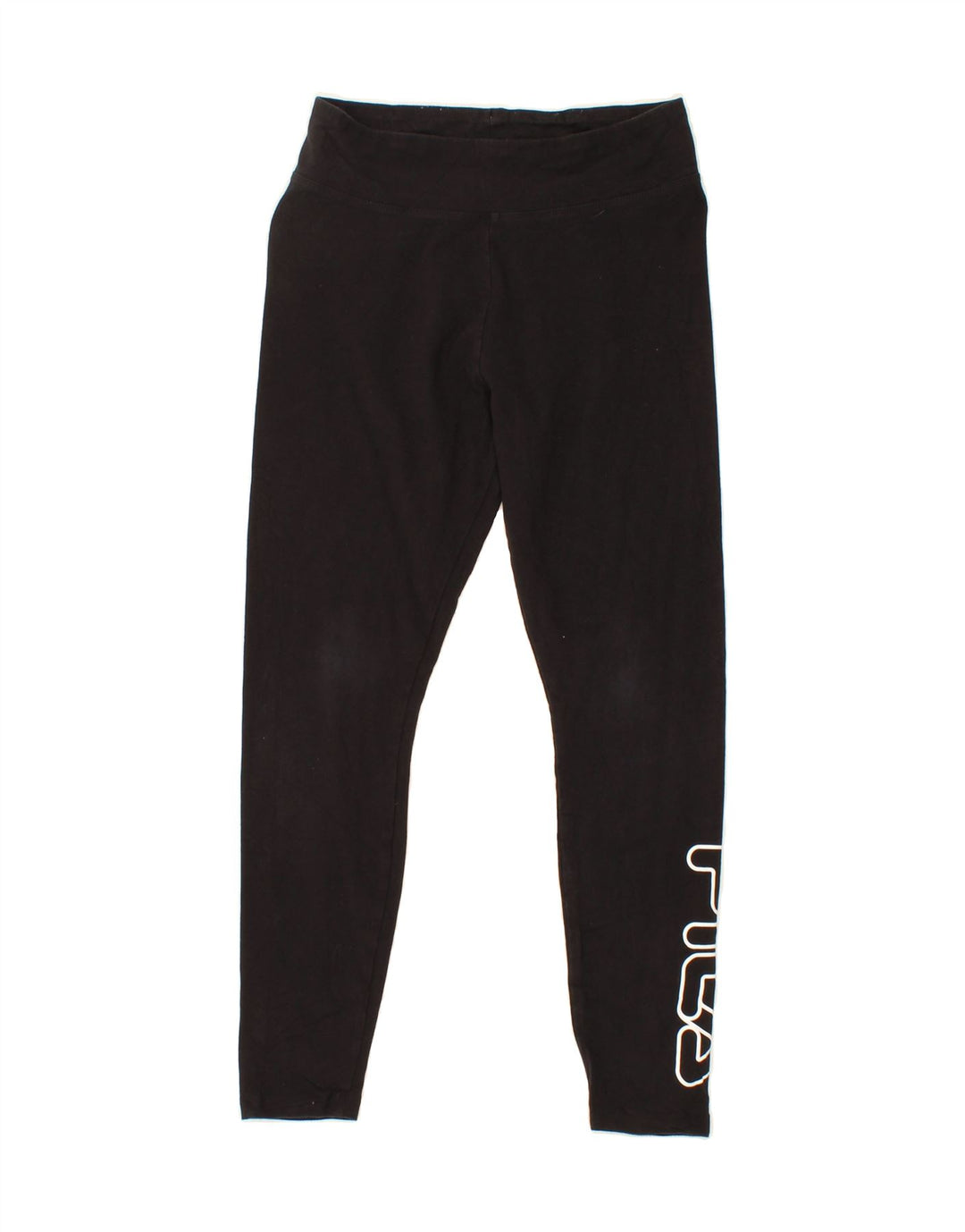 FILA Womens Graphic Leggings UK 12 Medium Black Cotton Vintage Fila and Second-Hand Fila from Messina Hembry 