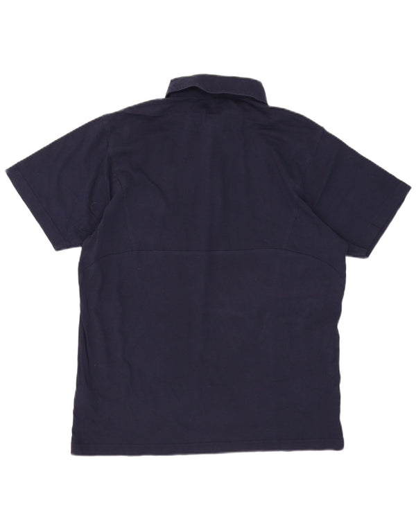 Puma Mens Graphic Polo Shirt Large Navy Blue Cotton